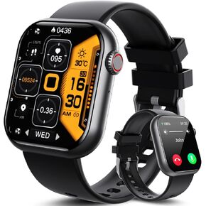 Smart Watch for Men Women(Dial/Answer Calls), Activity Trackers with Heart Rate/Sleep Monitor, 100 Sports Modes/IP68 Waterproof, 2.01" HD Touchscreen Fitness Watch Compatible with Android iOS Black