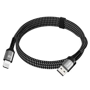 USB A Cable 3.3ft USB 3.0 18W/3.1A Fast Charging & 480Mbps Data Sync Nylon Braided Compatible with iPhone 14/13/12/11 Pro Max, iPad, AirPods (CarPlay Support) Gray