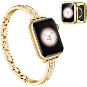 Apple Watch Thin Metal Band مع TPU Bling Case Gold 40mm