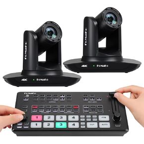 FoMaKo 4K PTZ Camera HDMI, AI Auto-Tracking, 4K 20X Optical Zoom(2pcs)+M1 Video Mixer switcher,for Church Worship Education Conference Events,PTZ Bundle(K20UH x2+M1)