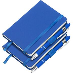 2 Pack Lined Pocket Notebook Small Journal with Pen, A6 Hardcover Notebook, 3.7"x5.5" Mini Notepad 100Gsm Thick Paper, pen holder (Purple) in Saudi Arabia