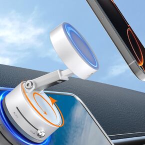 imluckies Magnetic Car Phone Holder for Magsafe iPhone, Seamless Vacuum Suction Cup Phone Mount, 360° Rotatable & Retractable Foldable Car Accessory, Easy to Install/Remove, Black
