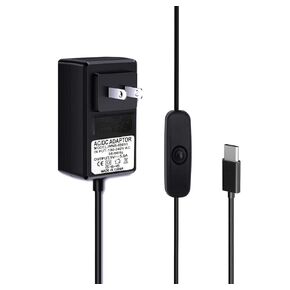 27W إمدادات الطاقة للتوت PI 5 ، 5V 5.5A لـ Raspberry PI 5 8GB 4GB ، 27W USB-C إمدادات الطاقة مع/إيقاف (أسود)