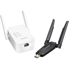 BrosTrend Universal WiFi to Ethernet Adapter + BrosTrend AXE5400 WiFi 6E USB Adapter