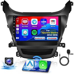 2+64G Radio for Hyundai Elantra 2014-2016 Android 13 CarPlay Car Stereo 9'' HD Touch Screen Compatible with Android Auto AHD Backup Camera Bluetooth GPS WiFi FM RDS