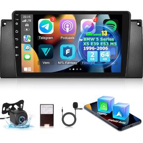 [2+64G] for BMW 5 Series X5 E39 E53 M5 1996-2006 Android Car Radio with Wireless Carplay and Android Auto - 9 Inch Touchscreen Car Stereo - DSP/Multiple UI/WiFi/GPS/SWC + AHD Backup Camera
