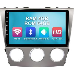 2+32G 10.1-inch Android 13 Car Stereo for Toyota Camry 2006-2011 IPS Touchscreen Screen Car Radio with Carplay & Android Auto Support Backup Camera GPS FM Navi BT SWC (Manual A/C)