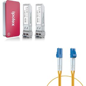 2 Pack 10G LR SFP+ Transceiver and 1 Pack LC to LC Fiber Patch Cable Single Mode Duplex - 2m(7ft) - OS2