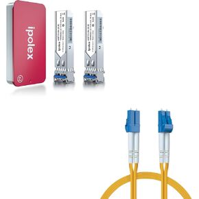 2 Pack 1.25G SFP Transceiver and 1 Pack LC to LC Fiber Patch Cable Single Mode Duplex - 5m(16ft) - OS2