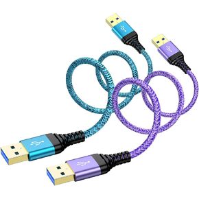 USB to USB Cable, 2Pack 6Ft USB3.0 A to A Male to Male Cable Double End USBCord Data Transfer Cord for Hard Drive Enclosures, Laptop Cooler, Computer PC Cooling Fan/Pad, DVD Player, TV, Hub, Monitor