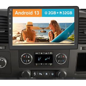 Android 13 [2GB+64GB] Car Radio Compatible for Chevy Chevrolet Silverado Tahoe Equinox GMC Sierra Yukon, 10.1 Inch Dual Knobs Car Stereo with GPS/FM/WiFi/USB/SWC, Support Wireless Carplay Android Auto