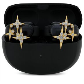 Diamond Star Protective Cover for Bose Ultra Open Earbuds, Made with Cubic Zirconia Stones, Easy to Remove, Includes Carrying Box (Gold)