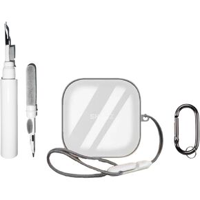 [4 in 1] Clear Case Compatible with SHOKZ OpenFit 2 with Keychain & Lanyard, Soft Transparent TPU Shockproof Protective Case with Cleaning Kit for Women Men