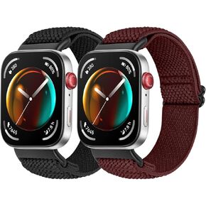 2 Pack Elastic Nylon Band Compatible with Huawei Watch Fit 3, Adjustable Breathable Solo Loop Sport Band for Huawei Watch Fit 3 Woman Man