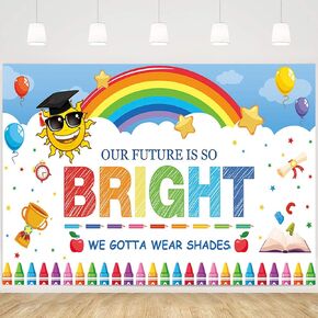 MEHOFOND Preschool Kindergarten Graduate Backdrop School Prom Party Decorations Bright Future Graduation Decor Congrats Class of 2025 Kids Congrats Grad Background Photo Props