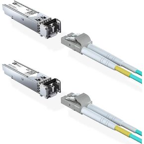 2 Pack of SFP Transceiver Multimode Gigabit Mini-GBIC Module Bundle with 1meter OM3 LC to LC Fiber Patch Cable, 1000Base-SX Compatible for Cisco GLC-SX-MMD
