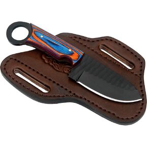 Horizontal Carry Knife - 7.5 Inch EDC Fixed Blade Knife with Sheath - 1095 High Carbon Steel Blade Knife for Camping, Hunting & Tactical Use - Full Tang Bushcraft Knife with Wooden Handle