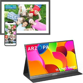 ARZOPA 15.6" Portable Monitor and 15.6" Large WiFi Digital Picture Frame