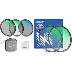 NEEWER 77mm UV/CPL/ND Lens Filter Kit and 1/4 & 1/8 Black Mist Diffusion Camera Lens Filter 2 Pack Set, with Hard Shell Storage Case, Multicoated Optical Glass & Aluminum Alloy Frame