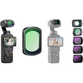 NEEWER Magnetic Black Mist Diffusion 1/4 Effect Filter and ND Filter Set Compatible with DJI OSMO Pocket 3 Creator Combo, 0.75X Wide Angle Lens, ND16 ND64 ND256 Circular Polarizer CPL Filter