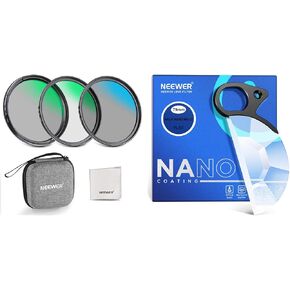 NEEWER 77mm UV/CPL/ND Camera Lens Filter Kit and 79mm Handheld Half Moon Kaleidoscope Prism Lens Filter with Hand Grip, with Hard Shell Storage Case, Multicoated Optical Glass & Aluminum Alloy Frame