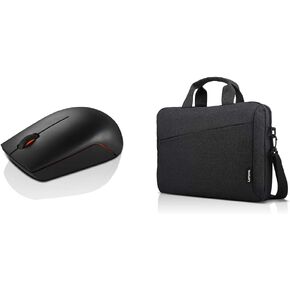 Lenovo 300 Wireless Compact Mouse, Black and Lenovo Laptop Shoulder Bag or Tablet, Sleek, Durable and Water-Repellent Fabric, Lightweight Toploader, Business Casual or School