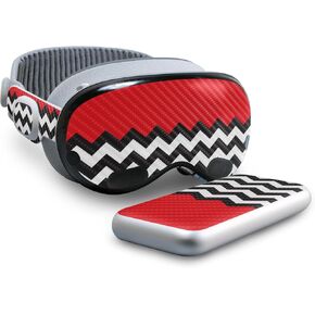 Carbon Fiber VR Skin Compatible with Apple Vision Pro - Red Chevron - Premium 3M Vinyl Protective Wrap Decal Cover - Easy to Apply | Crafted in The USA by MightySkins