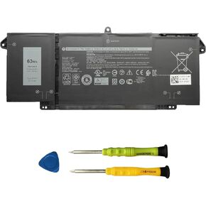 63Wh 7FMXV Laptop Battery Replacement for Dell Latitude 5320 7320 Latitude 7420 7520 Series TN2GY 0TN2GY 9JM71 4M1JN 1PP63 727CG HDGJ8 MHR4G CN-0727CG CN-0TN2GY 15.2V 3941mAh 4-Cells