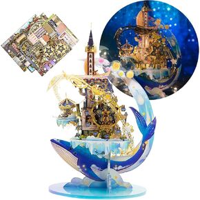 MU 3D Metal Puzzle for Adult Romeo and Juliet with Lighting Musix Box Set, Elf Palace Model Kits Miniature Building, Role-Playing Brain Teaser Love Gift Home Decor, 331pcs