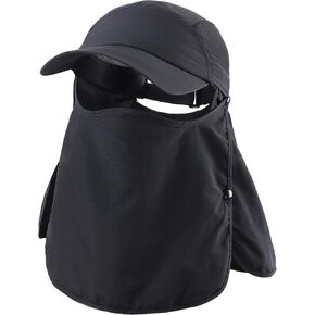 Connectyle Men's Sun Hat مع قناع الوجه القابل للإزالة ورفرف الرقبة قابلة للتعديل في الهواء الطلق UPF 50+غطاء الشمس للصيد المشي لمسافات طويلة