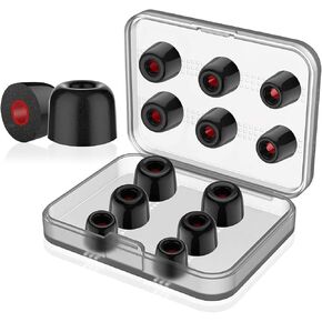 6 Pairs Memory Foam Earbud Tips Slow-Rebound Foam Earbud Tips Fits for 5mm-6mm in-Ear Earphones Blocking Noise Earbuds Tips with Storage Box S/M/L 3 Sizes Ear Replacement Tips (Inner 4.9mm, Black)