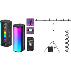 NEEWER TL97C Magnetic Handheld Light Wand with APP Control, 360° Full RGB Mini LED Video Light Stick 2500K~8500K Dimmable CRI 97 for Photography Vlog TikTok, NK005 T Shape Backdrop Stand Included