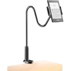 حامل اللوحات اللوحي Gooseneck لـ Kindle Reading in bed ، ومكتب Free Desk Free Bed بجانب الذراع البطيء ، وقفًا لإكسسوارات Kindle ، متوافقة مع iPhone iPad Mini