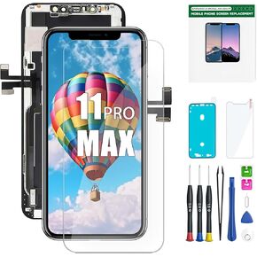 للحصول على iPhone 11 Pro Max Screen Replacement 6.5 Int ، Full HD LCD Display 3D Touch Screen Digitizer ، تسهيل التثبيت مع أدوات الإصلاح وحامي الشاشة المقرار للطراز A2161 ، A2218 ، A2220