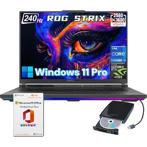 ASUS ROG Strix-G18 Gaming Laptop - 18" 2.5K 240Hz Screen, Intel 24-Core i9-14900HX, GeForce RTX 4060, 64GB DDR5, 2TB SSD, RGB Backlit Keyboard, WiFi 6E, Win 11 Pro & Office Pro & External CD/DVD Drive