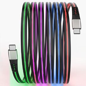 Light Up C to C Cable LED USB C to Type C Cable Glowing Fast Charging Light Up Cable for Samsung Galaxy S24 S23 S22 S20 Ultra, iPhone 15 16 Pro Max Plus, iPad Mini Pro Air