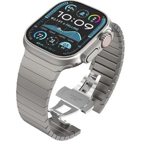Ultra 2 Metal Bracelet Compatible with Apple Watch Ultra 2 / Ultra Metal Band 49mm for Men - Titanium Color Metal Bracelet