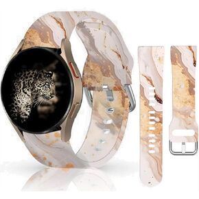 20mm Fashion Silicone Sport Bands Compatible for Galaxy Watch 6/Watch 5/Galaxy Watch 4 40mm 44mm/Classic 42mm 46mm/Watch 3 41mm, Active 2 Watch Bands,Gray Gold Marble Replacement Strap for Women Men