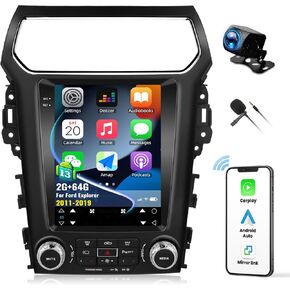 2+64G CAR Stereo Radio for Ford Explorer 2011-2019 Android 13 Upgrade Tesla Style مع Apple Carplay & Android Auto ، شاشة IPS لمس