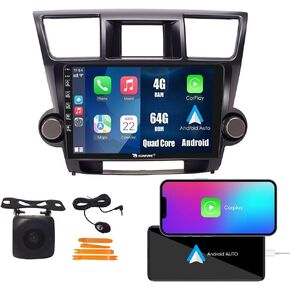 Kunfine Car CarPlay Android Auto Navigation Stereo GPS Radio Reverse Camera Display 10" IPS Touchscreen Headunit Tablet Pad Media Player For Toyota Highlander 2007-2014, if Applicable Quad Core 4G+64G