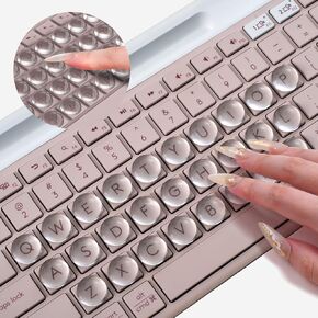 64PCS Clear Glass Nail Art Typing Stickers, Raised Keyboard Stickers for Long Nail Keyboard Cover, Upgraded Adhesive Nail Art Typing Covers for Laptop, PC, Desktop Computer (Round)