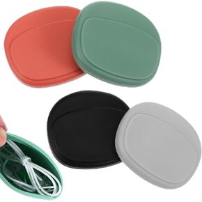 Silicone Cable Organizer Pouch, 4 Pcs Headphone Organizer, Portable Mini Storage Bag, Mini Key Box, Silicone Wired Earbuds Case Pouch Wired Earplug Accessories(Pink, Green, White, Black)