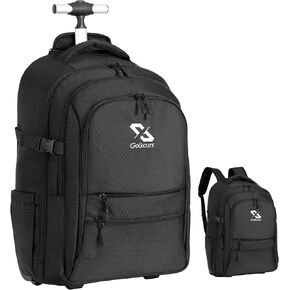 Golkcrux Rolling Backpack, Backpack with Wheels, Water-Resistant Rolling Luggage for Men Women Adults to Business and College