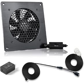 120mm USB Quiet Cabinets Cooling Fan System 6" With 30°C fixed thermostat control, for Home Theater AV Cabinets,Plant house, pet kennel. (Temperature Control 120mm Fan)