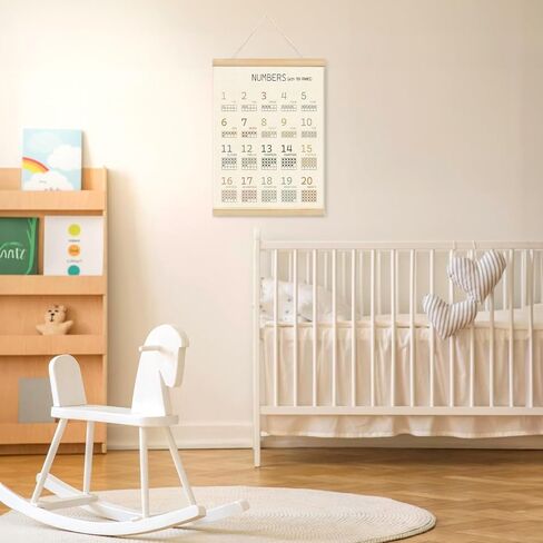 Lacama Boho ABC Alphabet Wall Chart for Toddlers | ABCs & 123s Kids Learning Educational Gift for Toddler, Neutral Wall Decorations for Pre-School Classroom Nursery Homeschool Poster Hanger in Kuwait