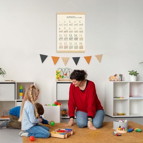 Lacama Boho ABC Alphabet Wall Chart for Toddlers | ABCs & 123s Kids Learning Educational Gift for Toddler, Neutral Wall Decorations for Pre-School Classroom Nursery Homeschool Poster Hanger in Kuwait