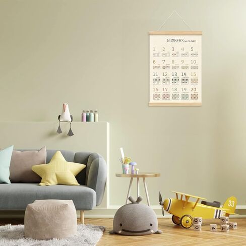 Lacama Boho ABC Alphabet Wall Chart for Toddlers | ABCs & 123s Kids Learning Educational Gift for Toddler, Neutral Wall Decorations for Pre-School Classroom Nursery Homeschool Poster Hanger in Kuwait