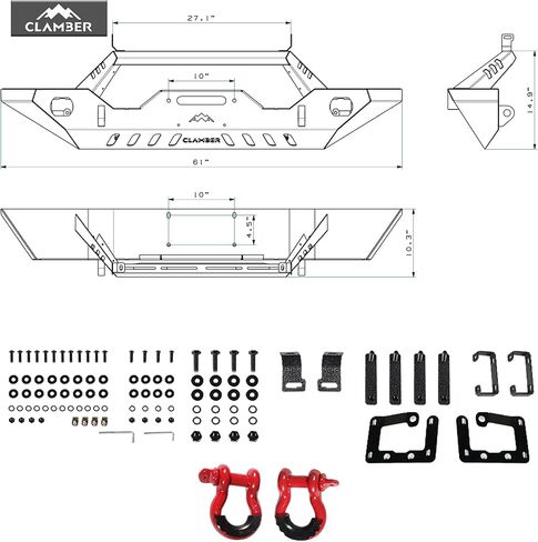 المصد الخلفي للطرق الوعرة لسيارة Jeep Gladiator JT 2020 2021 2022 2023 2024 واقي مصد خلفي أسود محكم من الفولاذ الكربوني شديد التحمل مع قطعتين من الأضواء الكاشفة LED وقابس مقطورة متوافق in Kuwait