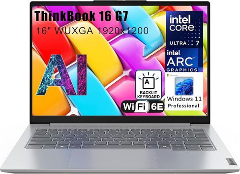Lenovo ThinkBook 16 G7 16" FHD+ Laptop Computer, Intel Ultra 7 155H (Beat i7-13705H), Arc Graphics, 32GB DDR5, 1TB PCIe SSD, WiFi 6E, Backlit Keyboard, Win 11 Pro Copilot AI Business Laptop Vent-HEA in Saudi Arabia