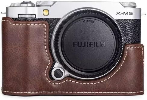 MUZIRI KINOKOO Fuji X-M5 Case, PU Leather Half Case for Fuji X-M5 Camera, Protective Bottom Case for Fuji X-M5/Fuji XM5 Camera - with Opening Bottom and Hand Grip Design - Coffee in Saudi Arabia